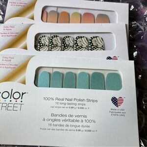 Color Street Sweet Ombre, Majestic Monarch, Blue Skies Nail Strips